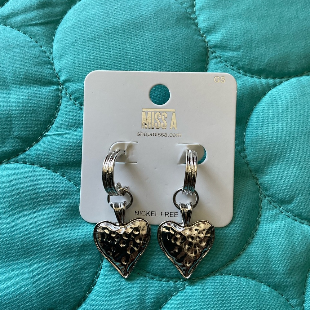 Miss A Silver Heart Earrings